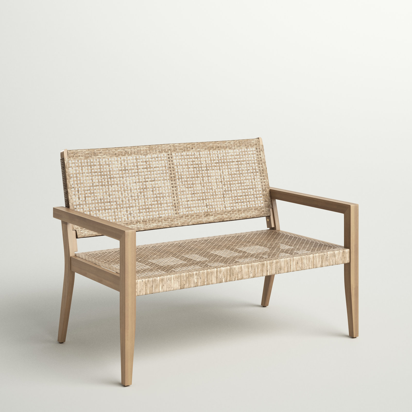 Jana 46.5'' Outdoor Wicker And Acacia Wood Loveseat