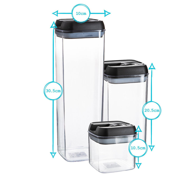 Argon Tableware - Flip Lock Food Storage Containers Set, Grey