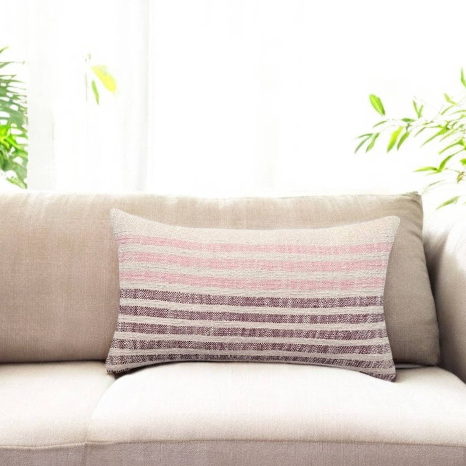 PILLOWPIA Palma Decorative Slub Cotton Pillow Cover with Brass Zipper & Poppy Tape