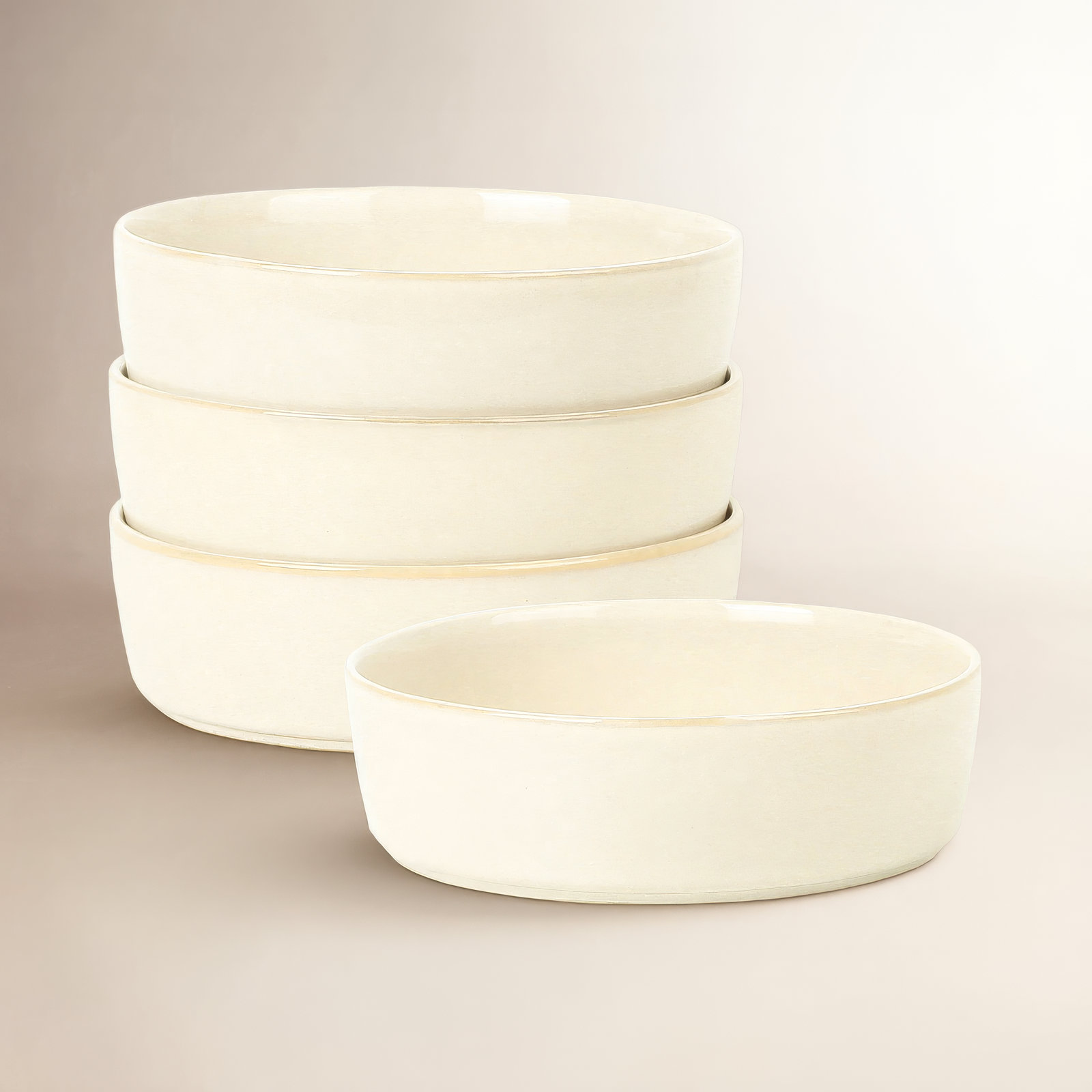 Stone Lain Eden 4-Piece Pasta Bowl Set Stoneware, Beige