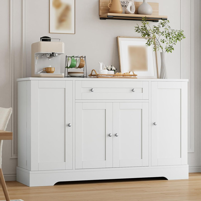 Buffet moderne 55 "avec tiroir, tablettes et porte, Blanc