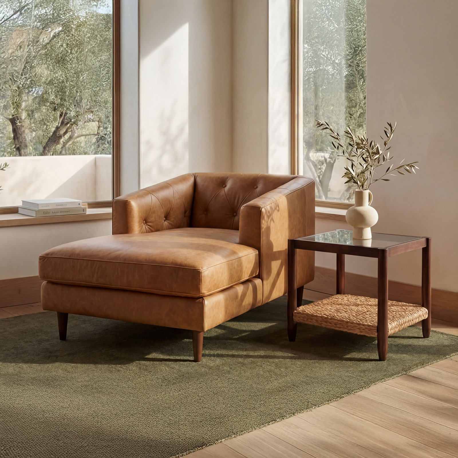 Marica Genuine Leather Chaise Lounge