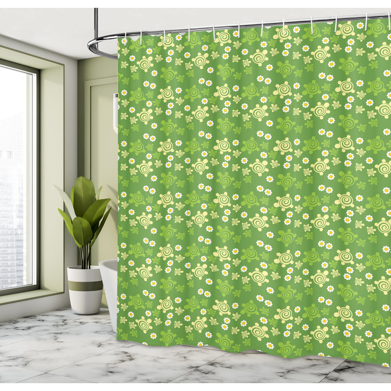 Dakota Fields Turtle Shower Curtain Spring Revival Pattern Multicolor, 84"H x 69"W