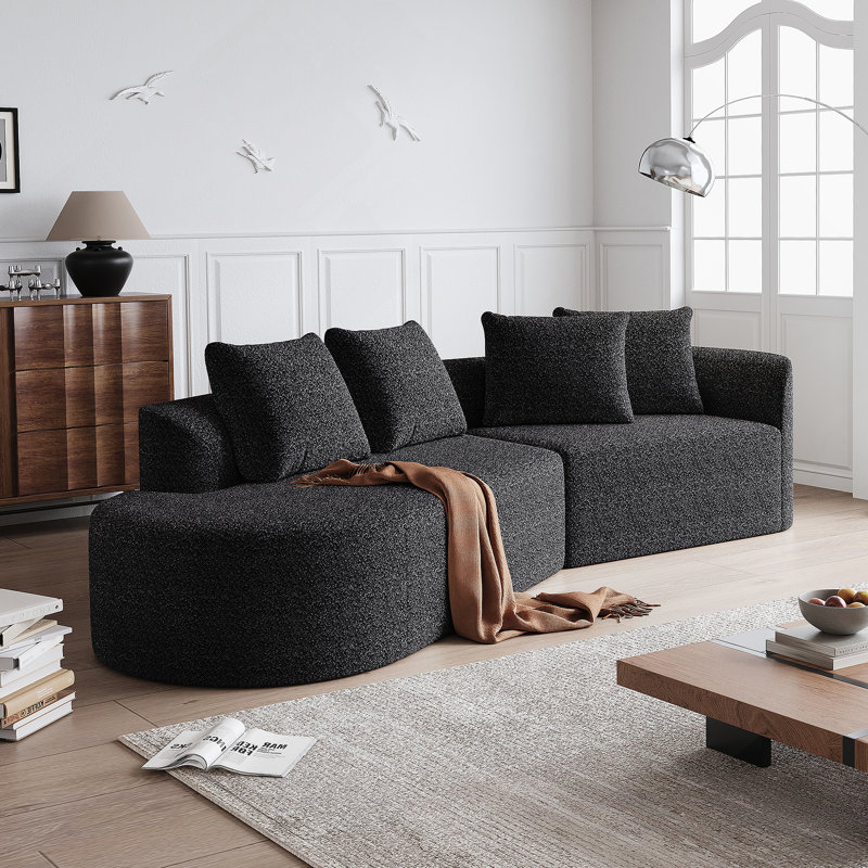 Canapé modulaire surdimensionné et rembourré Modern, Chenille noir