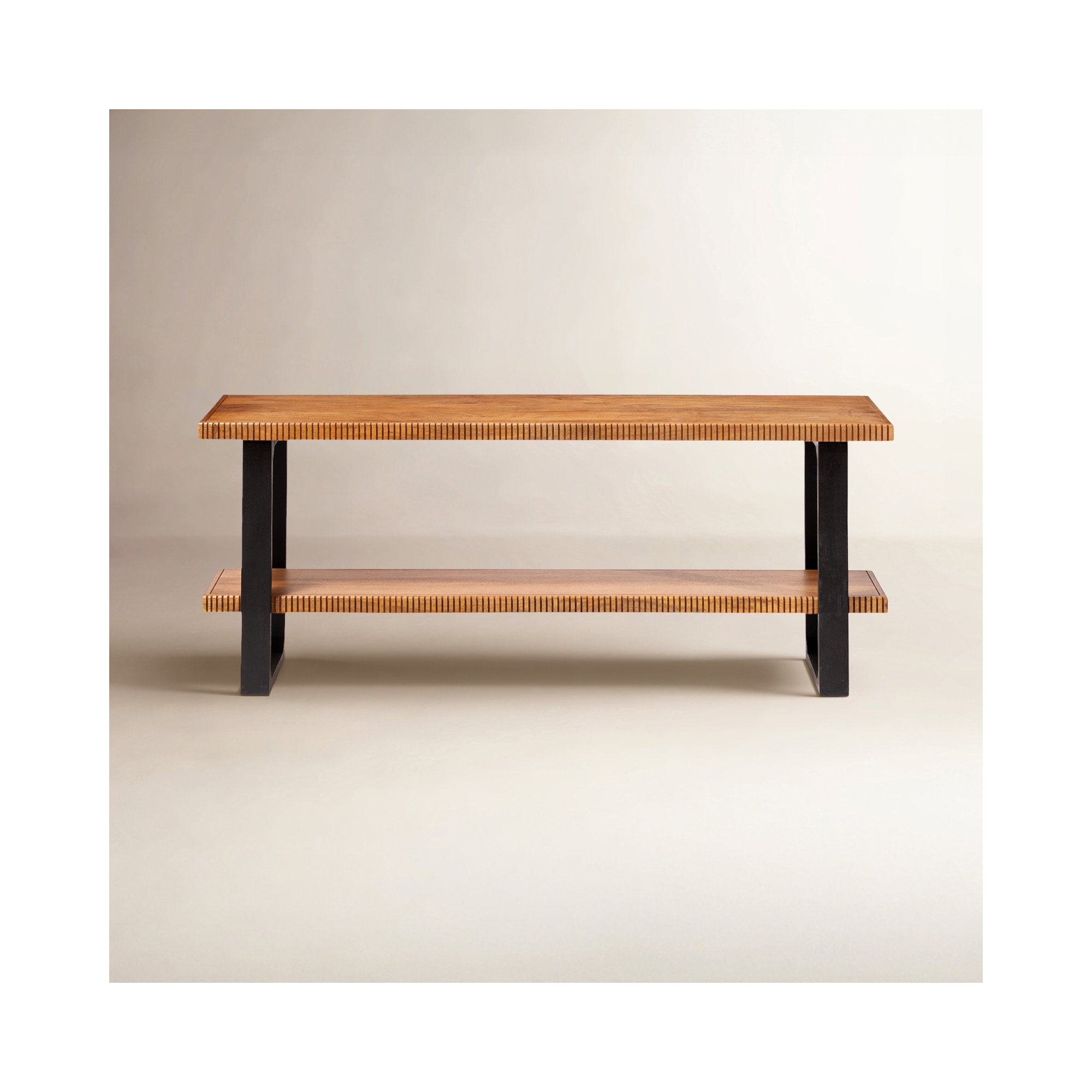 Urbana 56'' W Solid Wood TV Stand with Ribbed Edges , Mid Tone Honey