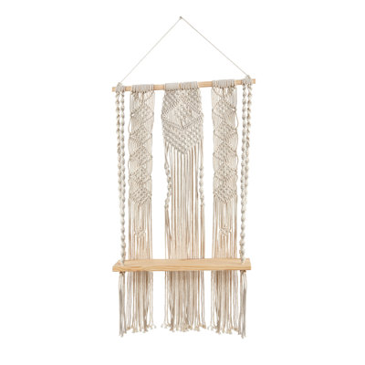 Macramé superposé avec tablette en bois