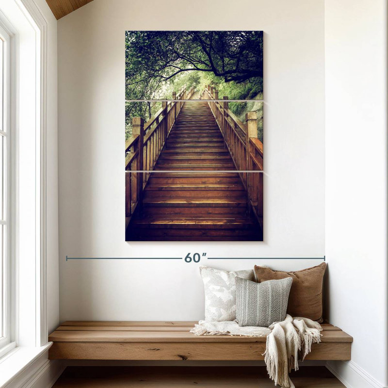 Lilie Mountain Wooden Staircase, 50" H x 32" W