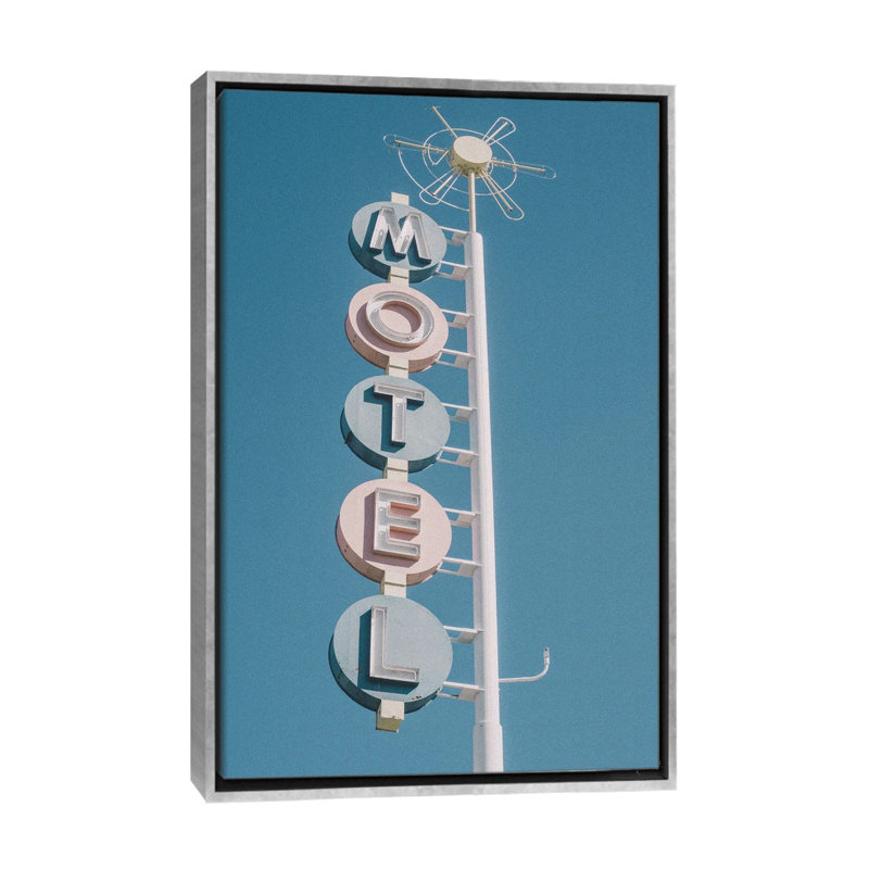 Signe rétro de môtel - reproduction de photo, Pas de tapis, Toile avec cadre argenté, H 40 po x l 26 po x P 1,5 po