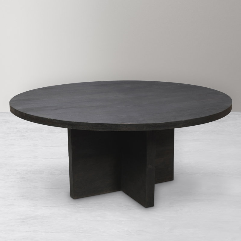 Rounded Solid Wood Dining Table, 70" W x 70" L, Dark Gray