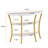 39.4" Console Table With Half Moon Wood Shelves, 3 Tier Modern Entryway Table With Curved Metal Frames, Narrow Sofa Couch Table For Hallway, Entrance, Living Room, Foyer, White Marble & Gold