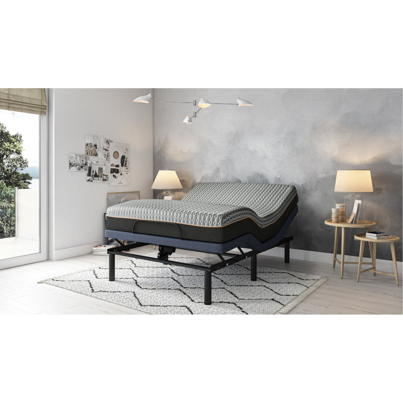Os2 Queen-size Adjustable Bed Base - Head & Foot Position , Programmable Memory Position, 850 Lbs Load Capacity, Blue Personalizations, 31 Legs,
