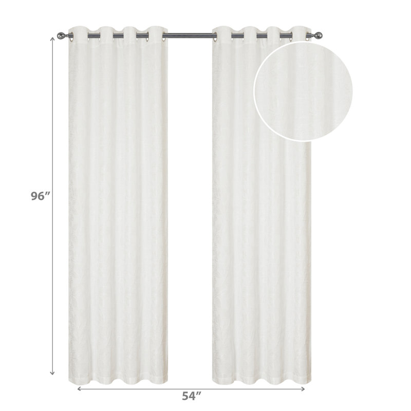 Room Darkening Curtain Pair, 54" W x 96" H, White