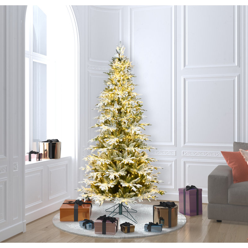 Flocked Kamas Fraser Fir Slim Artificial Christmas Tree, 6.5' H