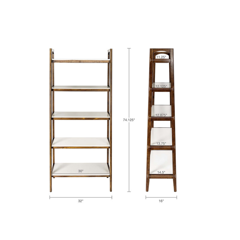 Tablette / bibliothèque, Blanc cassé / pacane