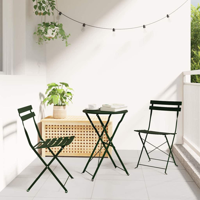 2 - Person Patio Dining Set Rectangular Table with Cushions Included, Green