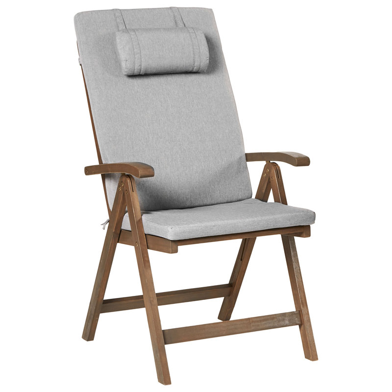Folding Patio Dining Armchair with Cushion, Grey