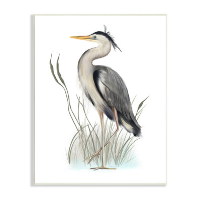 " Peaceful Heron Bird Standing Amidst Wild Grass " by Studio Q