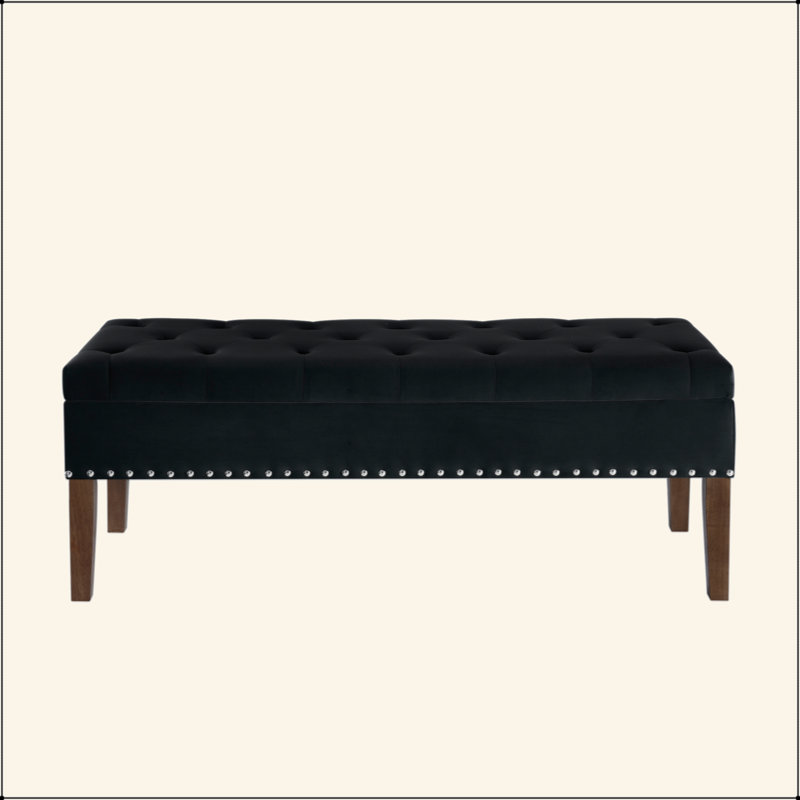 Tufted Bench With Storage, Black