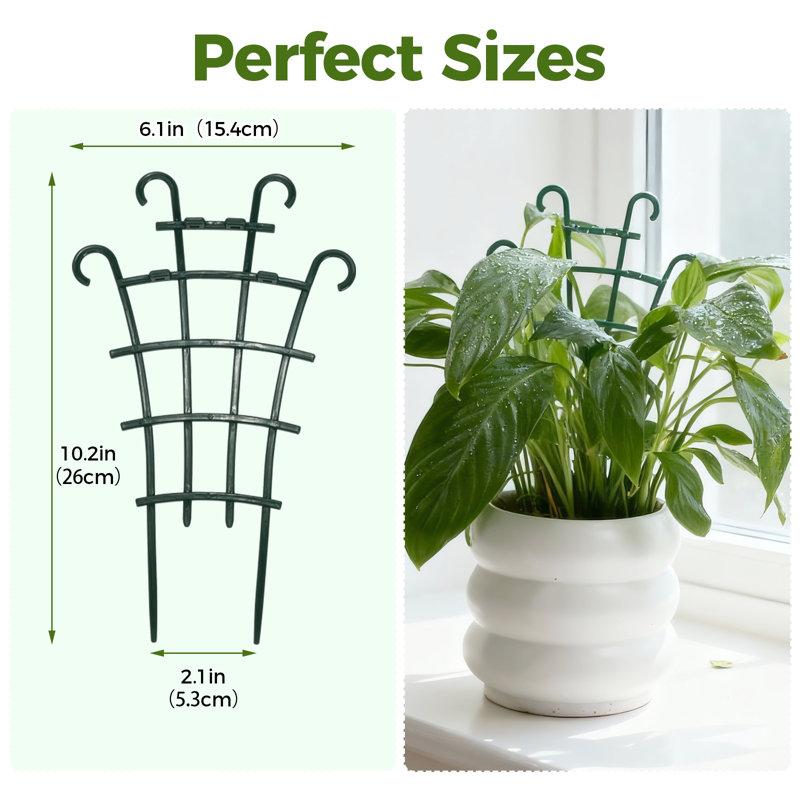 Ensemble de treillis de support de plantes empilables réglables 4 pièces - Piquets de jardin verts d'intérieur et d'extérieur pour plantes grimpantes, vignes, pothos et hoya