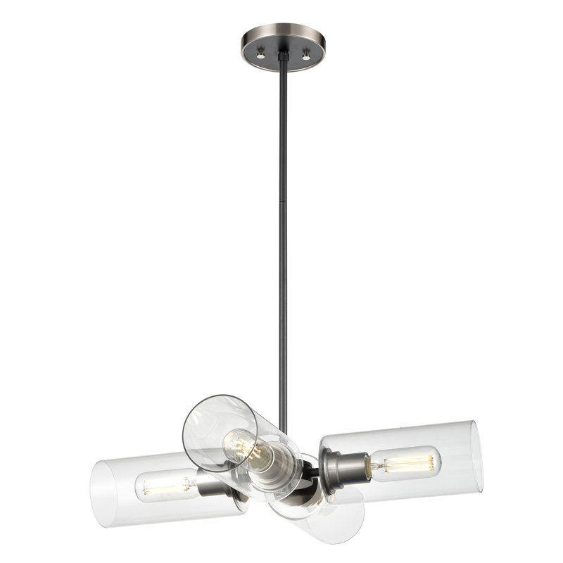 Lustre unique 4 lumières Rodina, Nickel satiné / graphite