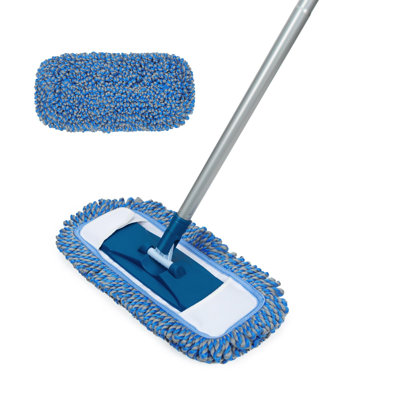 Vadrouille à poussière pour plancher de bois franc, lavable à l'eau et à la vapeur avec manche longue de 58 po, vadrouille en microfibre rotative à 360 ° pour bois