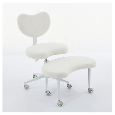  Meditation Chair Plus, Cross Legged Chair with Wheels, ADHD Chair, Criss Cross Desk Chair with Lumbar Support and Adjustable Stool, Flexible for Fidgety Sitters, Ivory