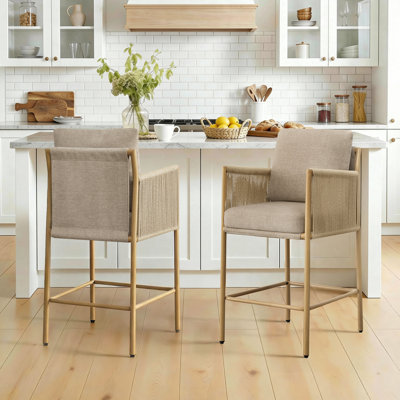 Upholstered Counter Stool with Wood Frame