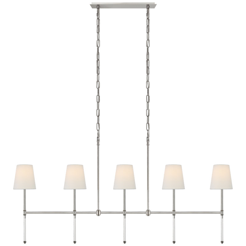 Suzanne Kasler Camille Medium Linear Chandelier, Polished Nickel, Fabric
