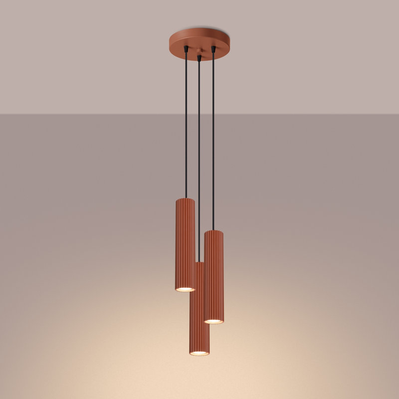 Bonina 3 - Light Brushed Nickel Pendant, Red