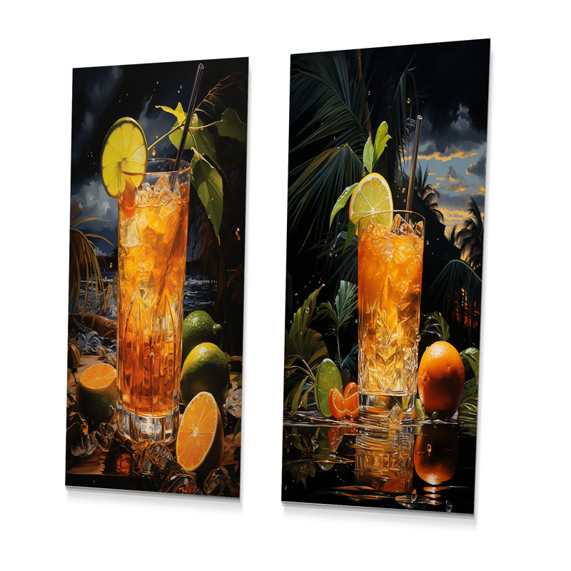 Ensemble de 2 décorations murales en métal Hurricane Horizon Cocktail Harmony, H 28 po x l 24 po