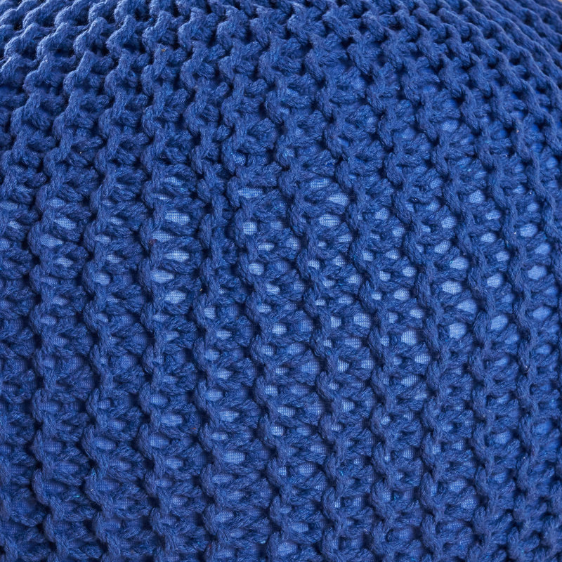Coussin de plancher tricoté bleu marine - capacité de poids de 200 lb, pouf rond accessoire décoratif, coton 200 lb