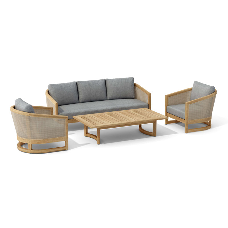 Catania Outdoor 4 - Piece Teak Conversation Set, Gray