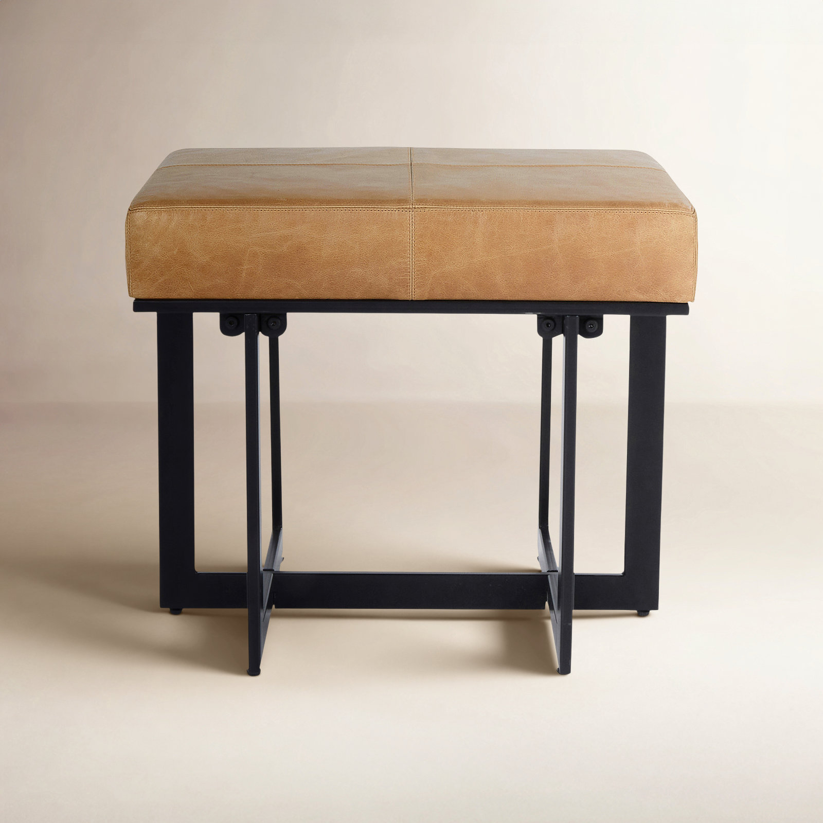 Calvin Leather Accent Stool, Brown