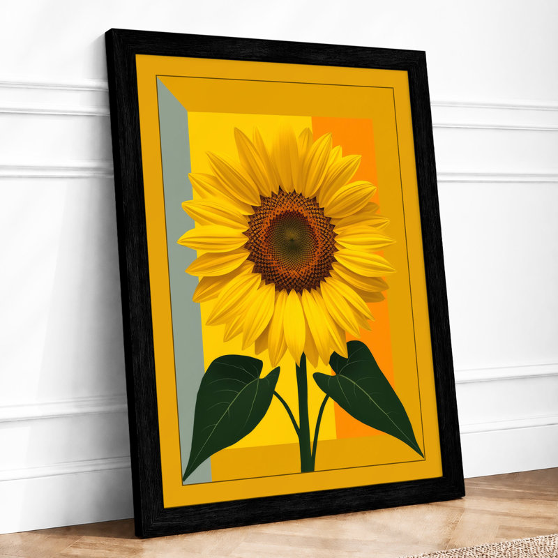 Golden Sunflower Botanical - Print, Black, A4 - 29.7 x 21.0 cm