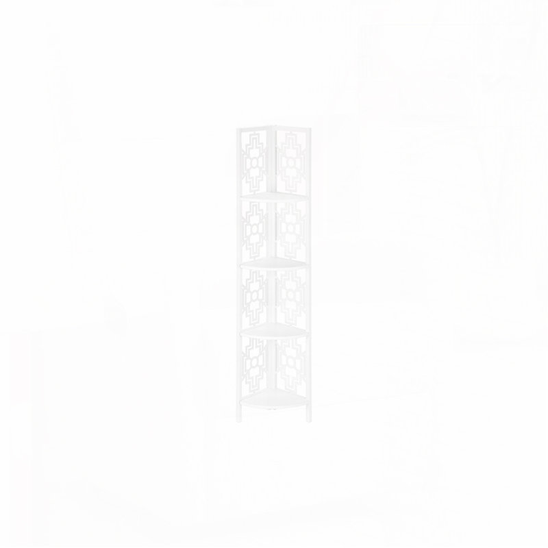 Bibliothèque d'angle à 4 niveaux, bibliothèque avec tablette ouverte, structure en métal, Blanc