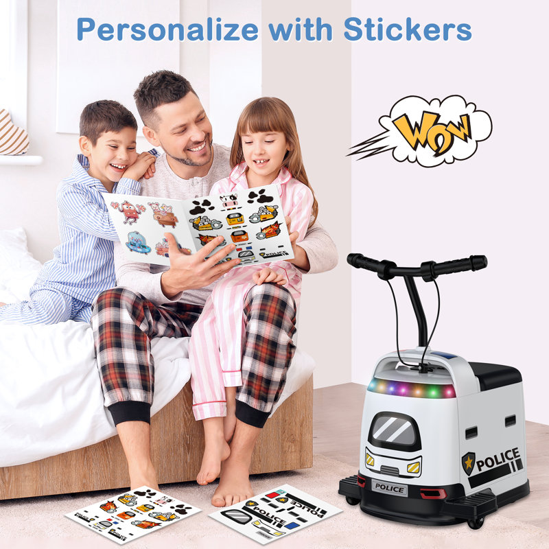 DEARAUTO 24v Ride On Toy, voiture-boîte électrique pour les enfants de 4 à 12 ans avec accélérateur de pouce, espace de rangement, lumières colorées, autocollants créatifs, MP3