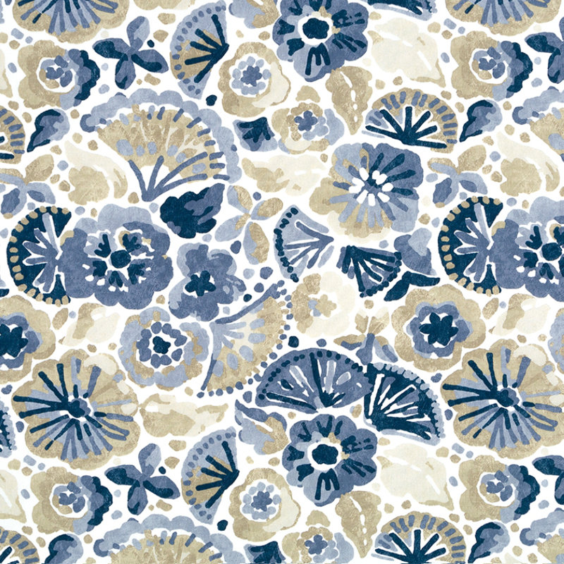 Robert Allen @Home Waterflowers 100% Cotton Fabric, Driftwood