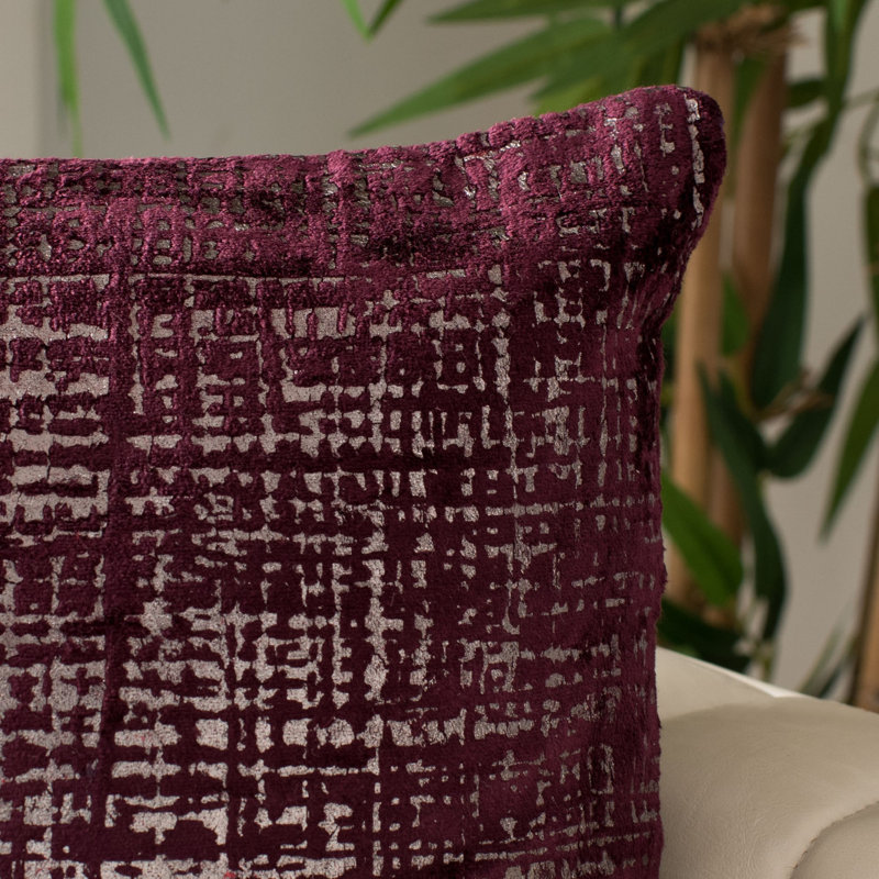 Velvet Reversible Throw Pillow, Burgundy