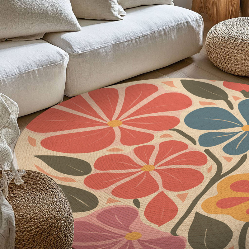 Fresh Bloom Braided Rug, Rond 5 pi