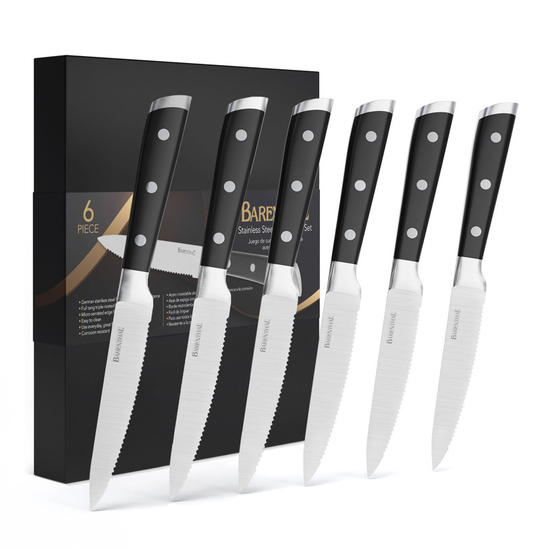 Barenthal Luxury 6-Piece Steak Knife Set, Stainless Steel Serrated Blades, Dishwasher Safe for Easy Cleaning, Perfect Gift for Home Kitchens