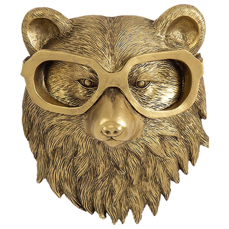 Gold Resin Bear Head Wall Decor