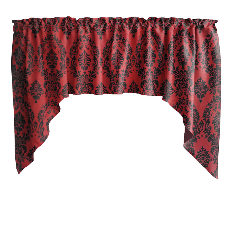 Cantonnière damas, Noir / rouge