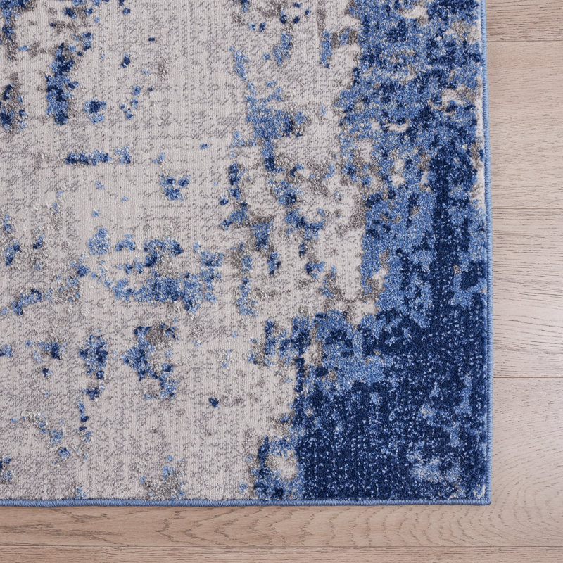Tapis indigo Mancy, Rectangle l 2 pi 3 po x L 4 pi 3 po