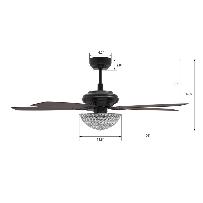 Huntley Ceiling Fan with Remote, Light Kit Included, 52" Wide, 188 RPM