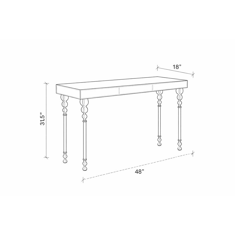 Nguni Console Table, 31.5" H x 48" W x 18" W, Oxidized