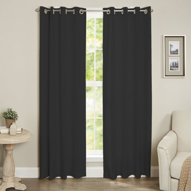 Maria's Collection Blackout Curtain Single Panel, Black