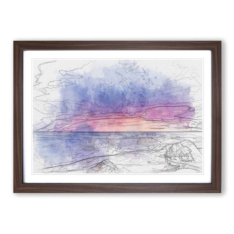 A Beach in Spain in Abstract - Picture Frame Graphic Art Print, 48cm H x 65cm W x 2cm D, Walnut Framed