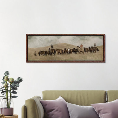 3 Girls Round Up by Rhonda Thompson - Panoramic Painting on Canvas