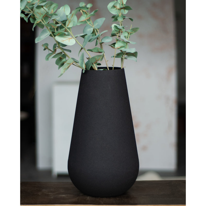 Matte Black 14'' Metal Table Vase