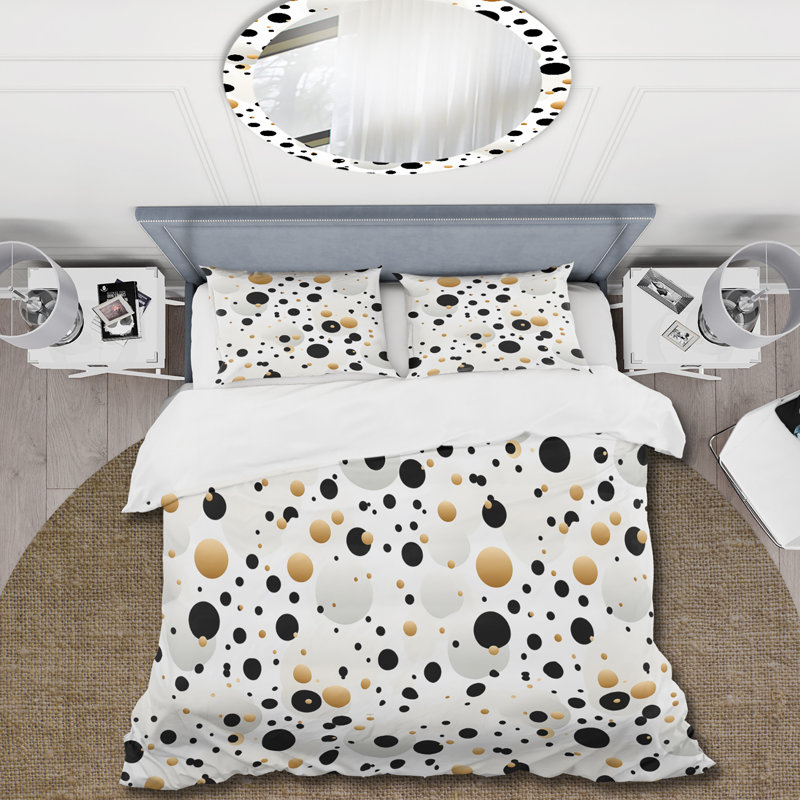 Ensemble de housse de couette à pois Minimalist Beauty, Housse de couette pour très grand lit et 2 très